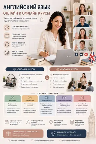 Курсы английского языка, Онлайн, Бесплатное пробное занятие