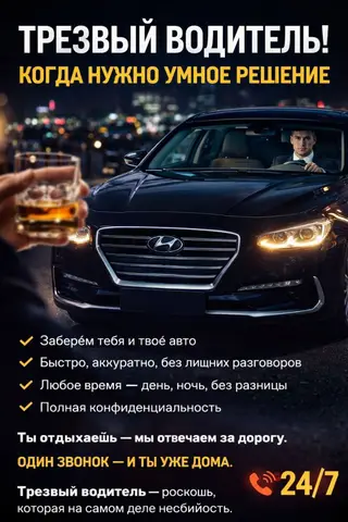 Услуга «Трезвый водитель» 24/7