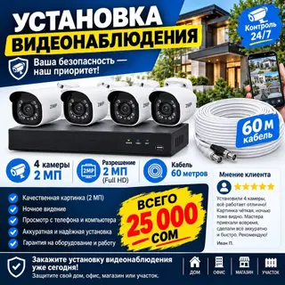Установка видеонаблюдения “под ключ” Комплект и характеристики