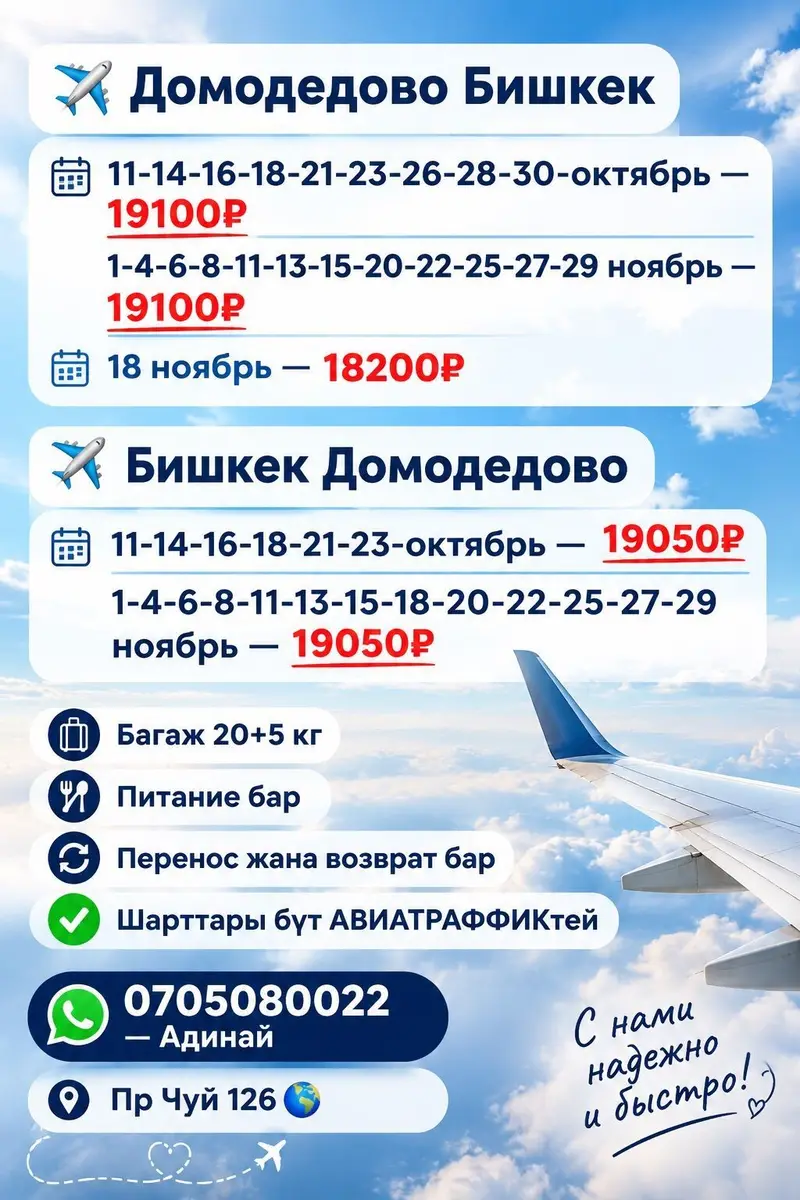 Авиабилеты ARUU Travel — по всем направления Ош-Бишкек Бишкек -Ош — фото 4