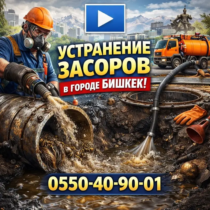 Город Кант чистка канализационных труб устранение засора выезд за — фото 4