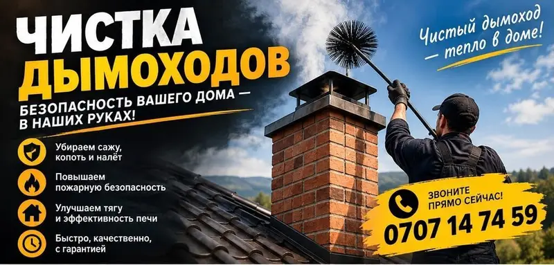 Трубочист Чистка дымохода .Чистка дымоходов. Мор тазалайбыз . Любой — фото 4