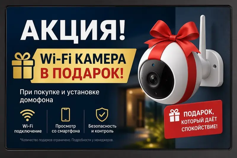 Домофон с профессиональной установкой + Wi‑Fi камера в подарок Что — фото 2