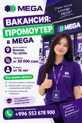 Промоутер в MEGA Место работы: Бишкек, ТЦ «ЦУМ»