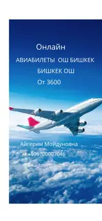 Онлайн-авиабилеты Только WhatsApp + : Ош — Бишкек / Бишкек — Ош Цена