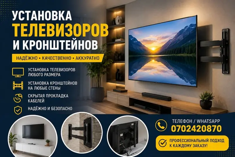 Профессиональная установка телевизоров к кронштейну любой сложности на — фото 2