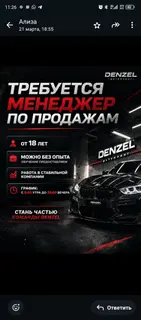 Менеджер по продажам в компании Denzel (детейлинг)