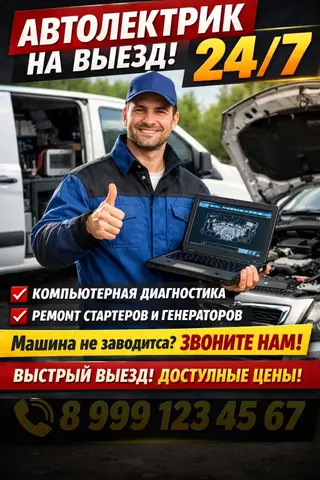 Предлагаются услуги выездного автоэлектрика, который специализируется